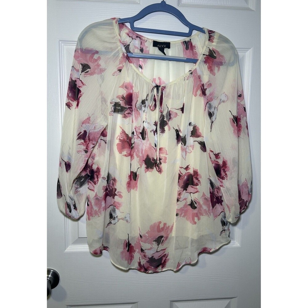 ALYX Women’s Long Sleeve Sheer Two Layer Floral Blouse Size Medium NWOT
